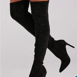 Kendall and Kylie over the knee black boots; size 7.5. Worn once